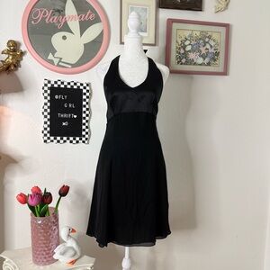 Cache Elegant Black Silk Halter Dress